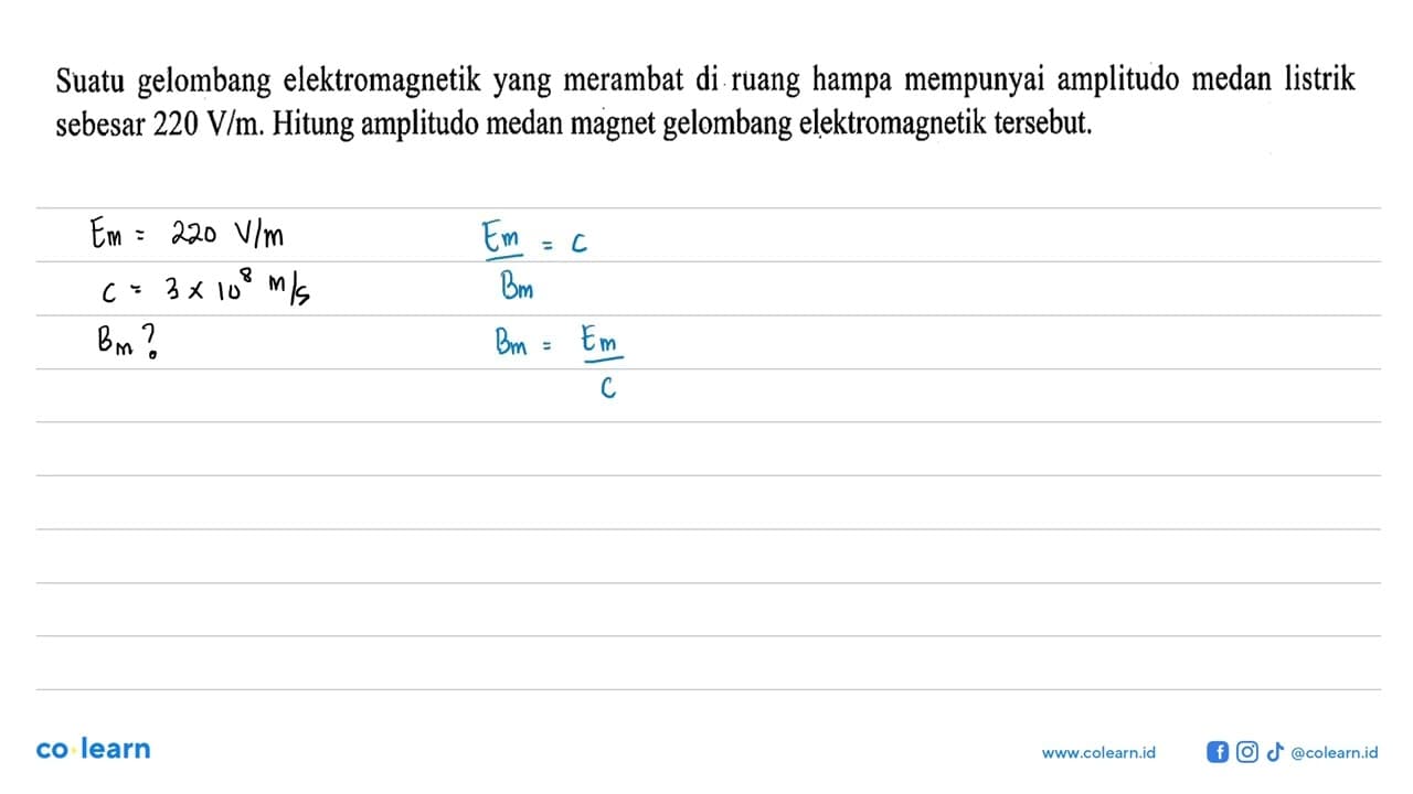 Suatu gelombang elektromagnetik yang merambat di ruang