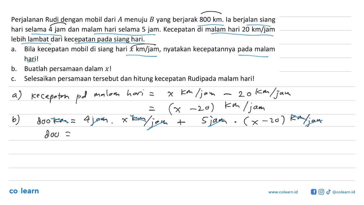 Perjalanan Rudi dengan mobil dari A menuju B yang berjarak