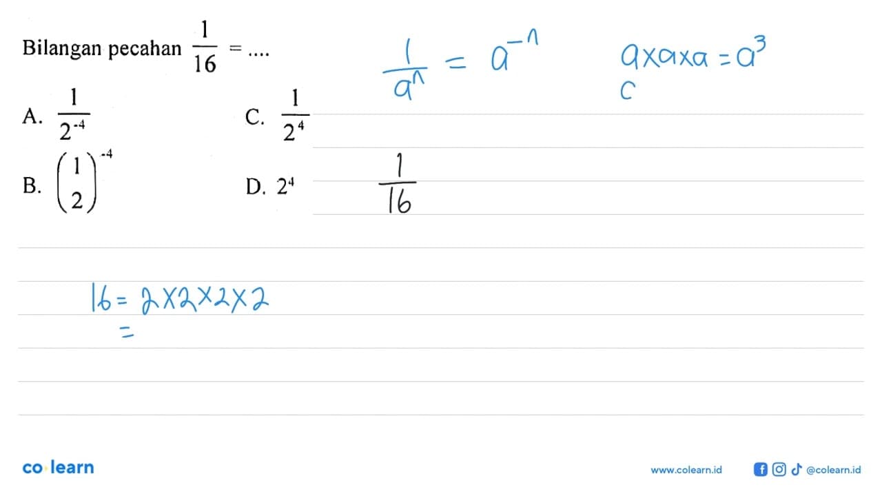 Bilangan pecahan 1/16=...