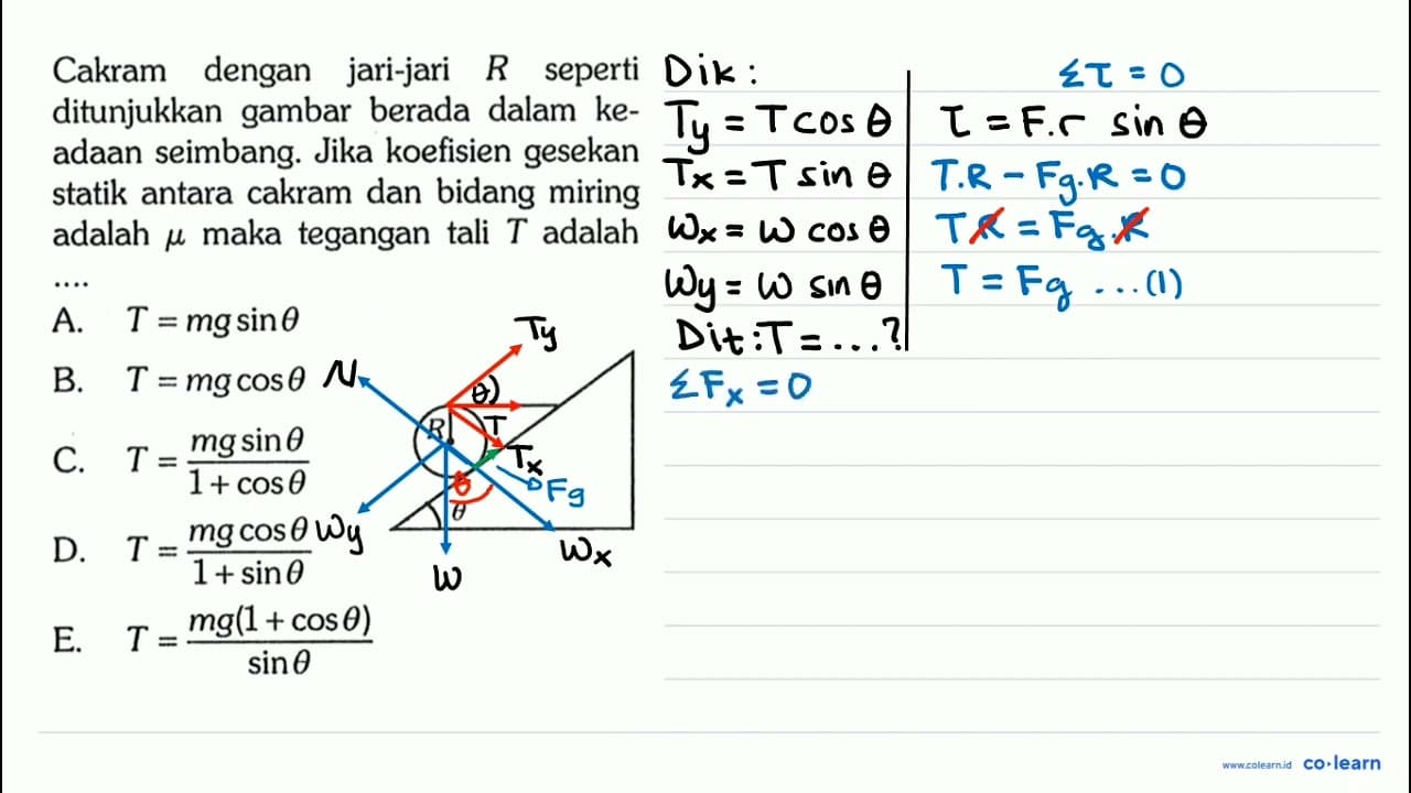 Cakram dengan jari-jari R seperti ditunjukkan gambar berada