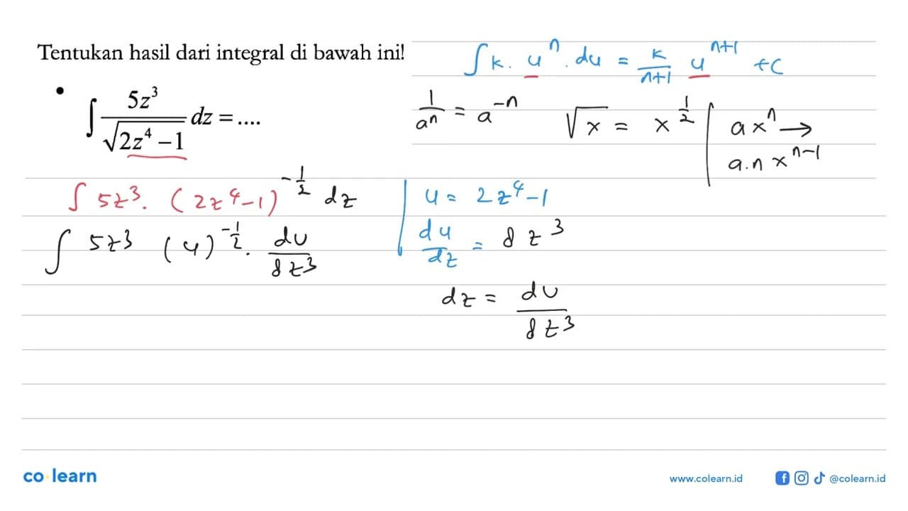 Tentukan hasil dari integral di bawah ini!integral (5