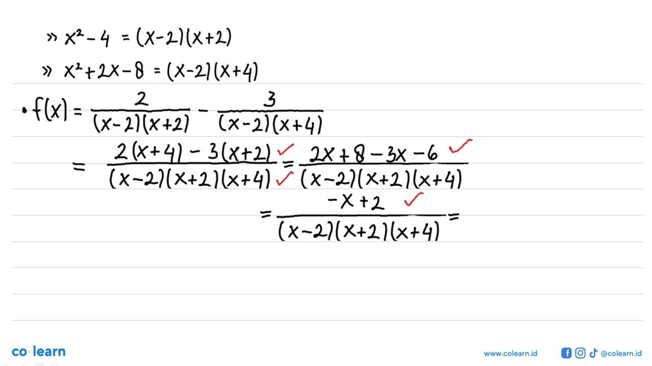 Nilai limit x->2 (2/x^2-4)-(3/(x^2+2x-8))=....