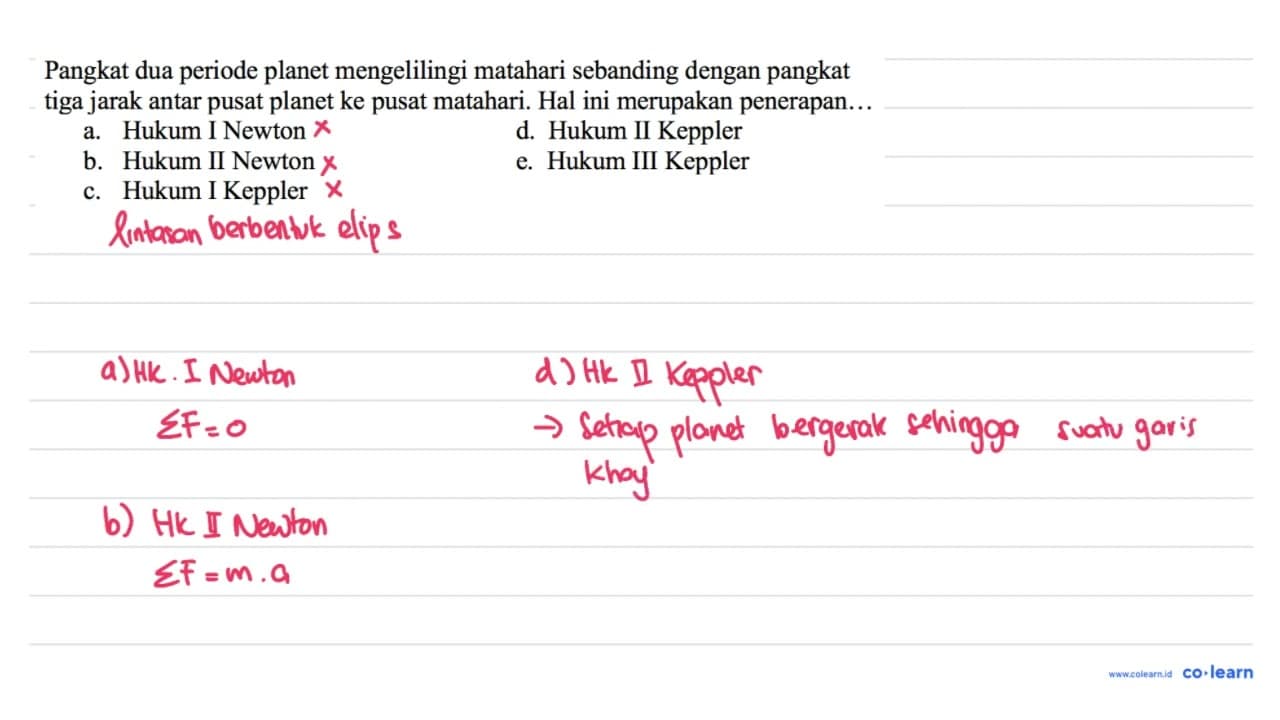 Pangkat dua periode planet mengelilingi matahari sebanding