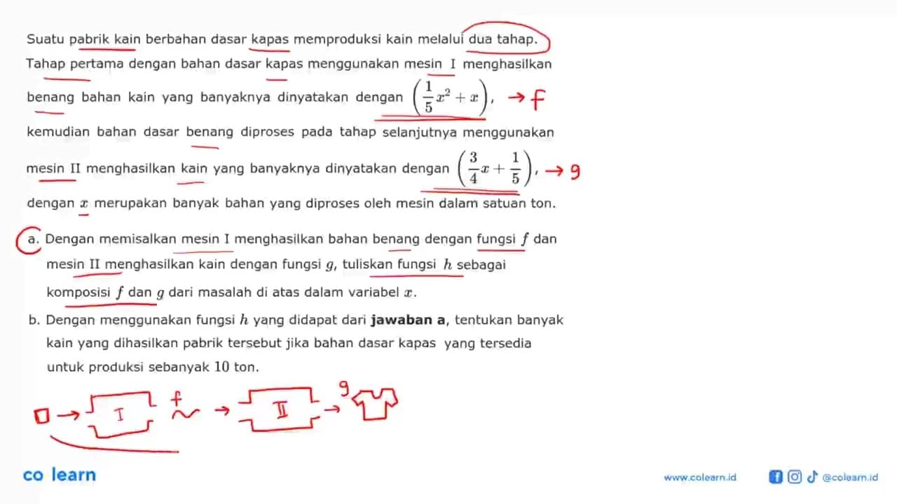 Suatu pabrik kain berbahan dasar kapas memproduksi kain