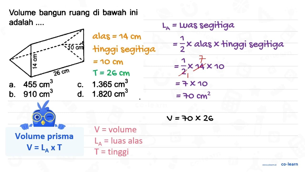 Volume bangun ruang di bawah ini adalah .... a. 455 cm^(3)