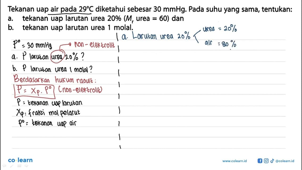 Tekanan uap air pada 29 C diketahui sebesar 30 mmHg. Pada