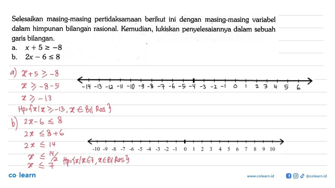 Selesaikan masing-masing pertidaksamaan berikut ini dengan