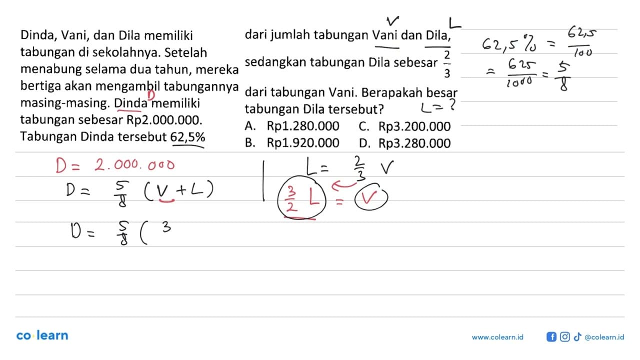 Dinda, Vani, dan Dila memiliki tabungan di sekolahnya.