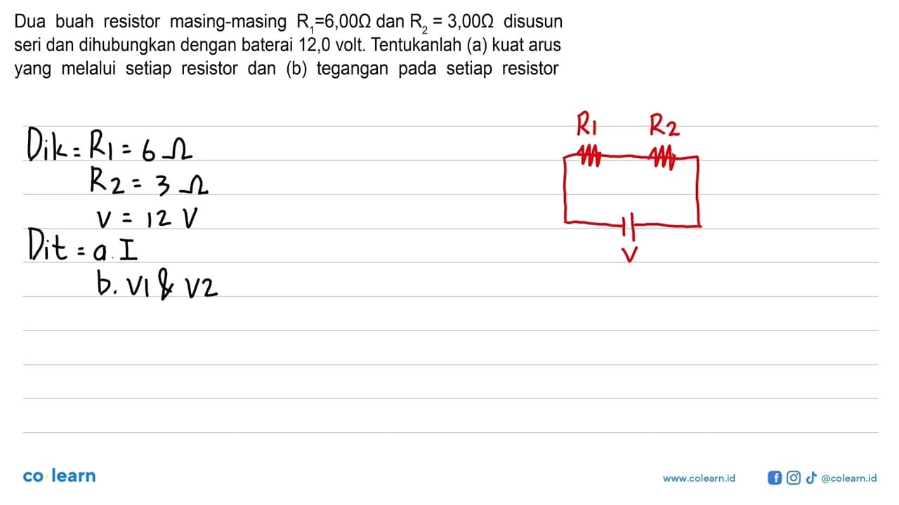 Dua buah resistor masing-masing R-6,00 ohm dan Rz = 3,00