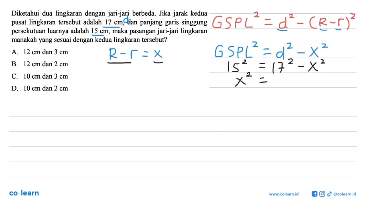 Diketahui dua lingkaran dengan jari-jari berbeda. Jika