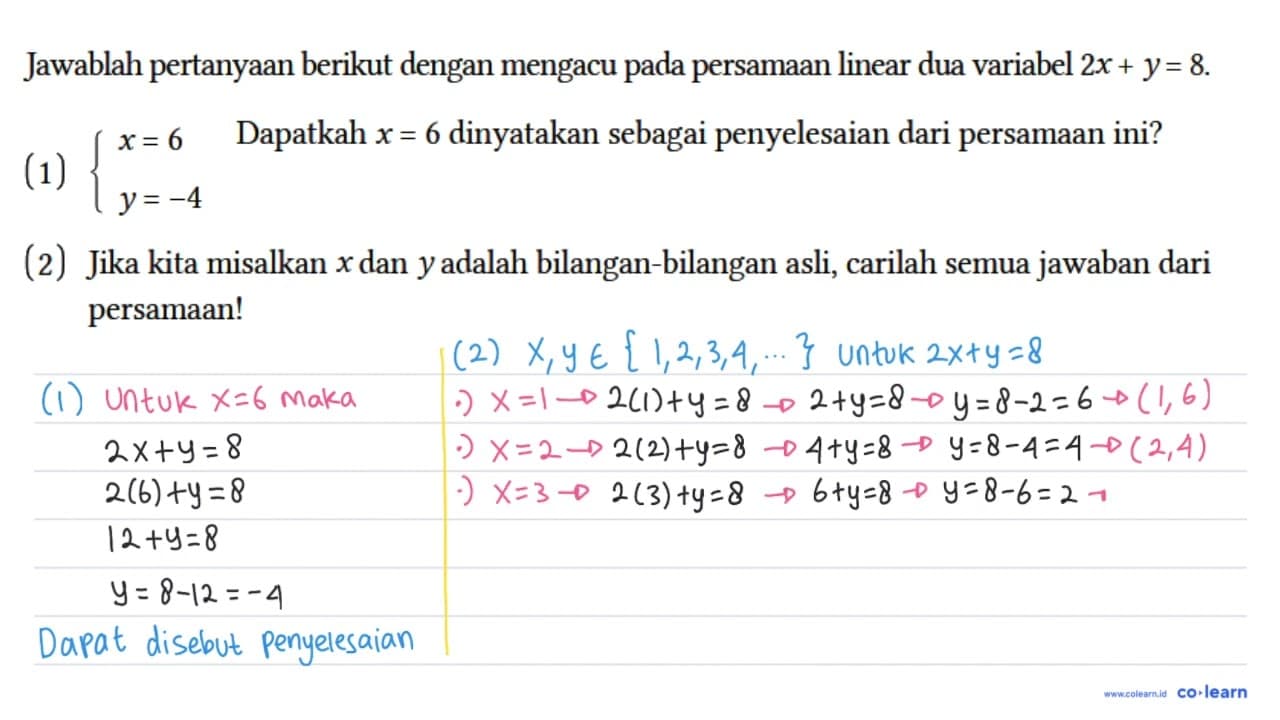 Jawablah pertanyaan berikut dengan mengacu pada persamaan