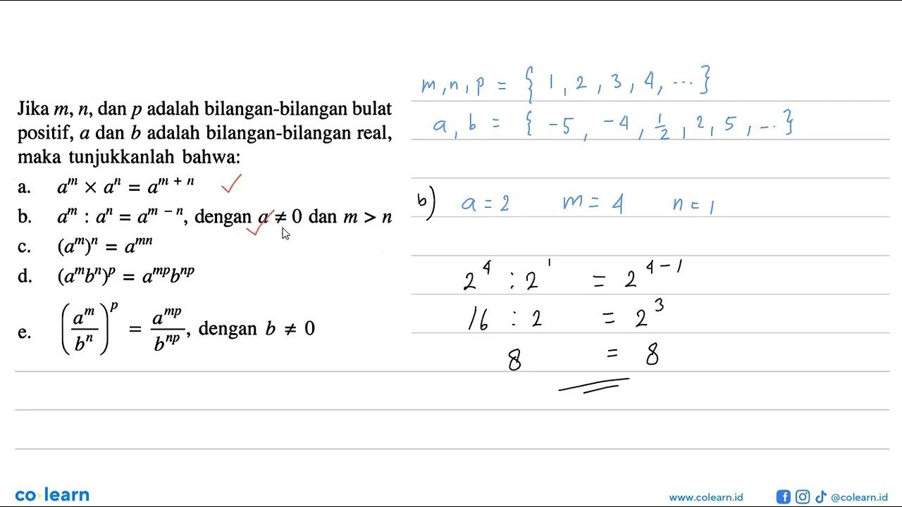 Jika m, n, dan p adalah bilangan-bilangan bulat positif, a