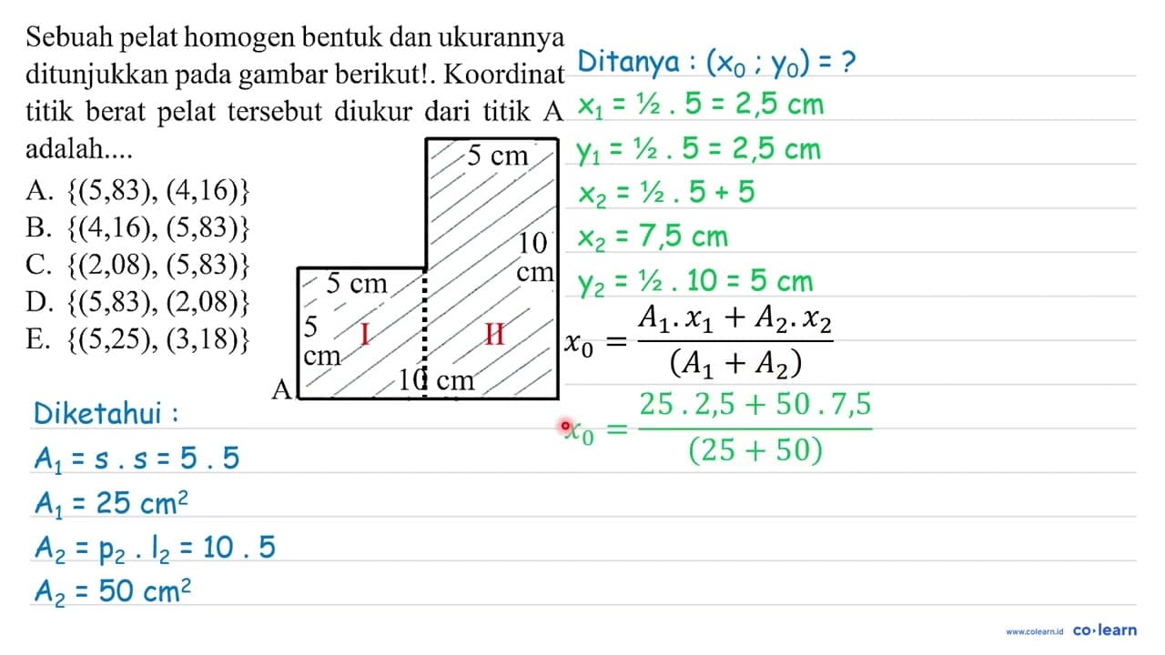 Sebuah pelat homogen bentuk dan ukurannya ditunjukkan pada