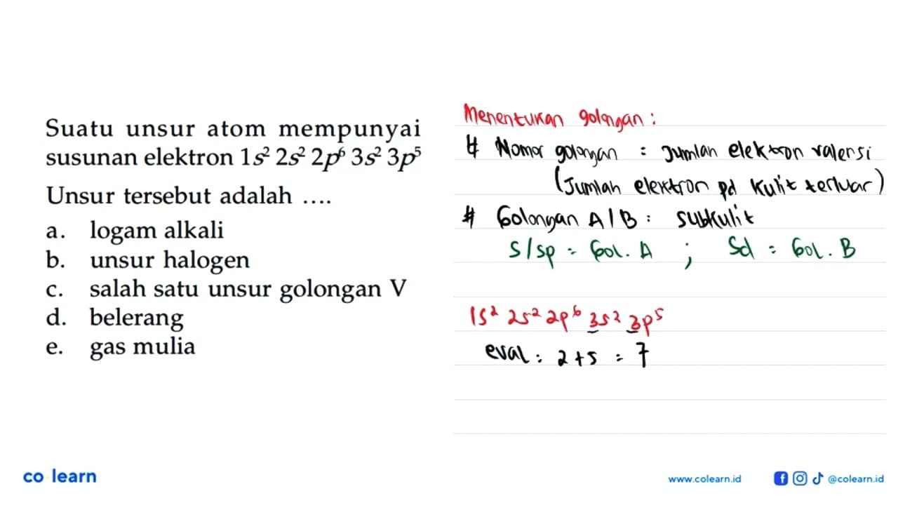 Suatu unsur atom mempunyai susunan elektron 1s^2 2s^2 2p^6