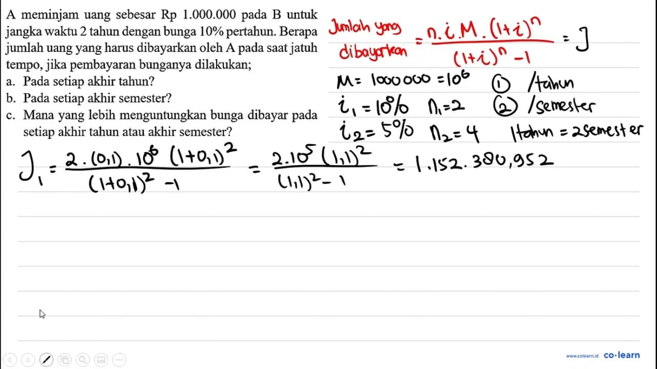 A meminjam uang sebesar Rp 1.000.000 pada B untuk jangka