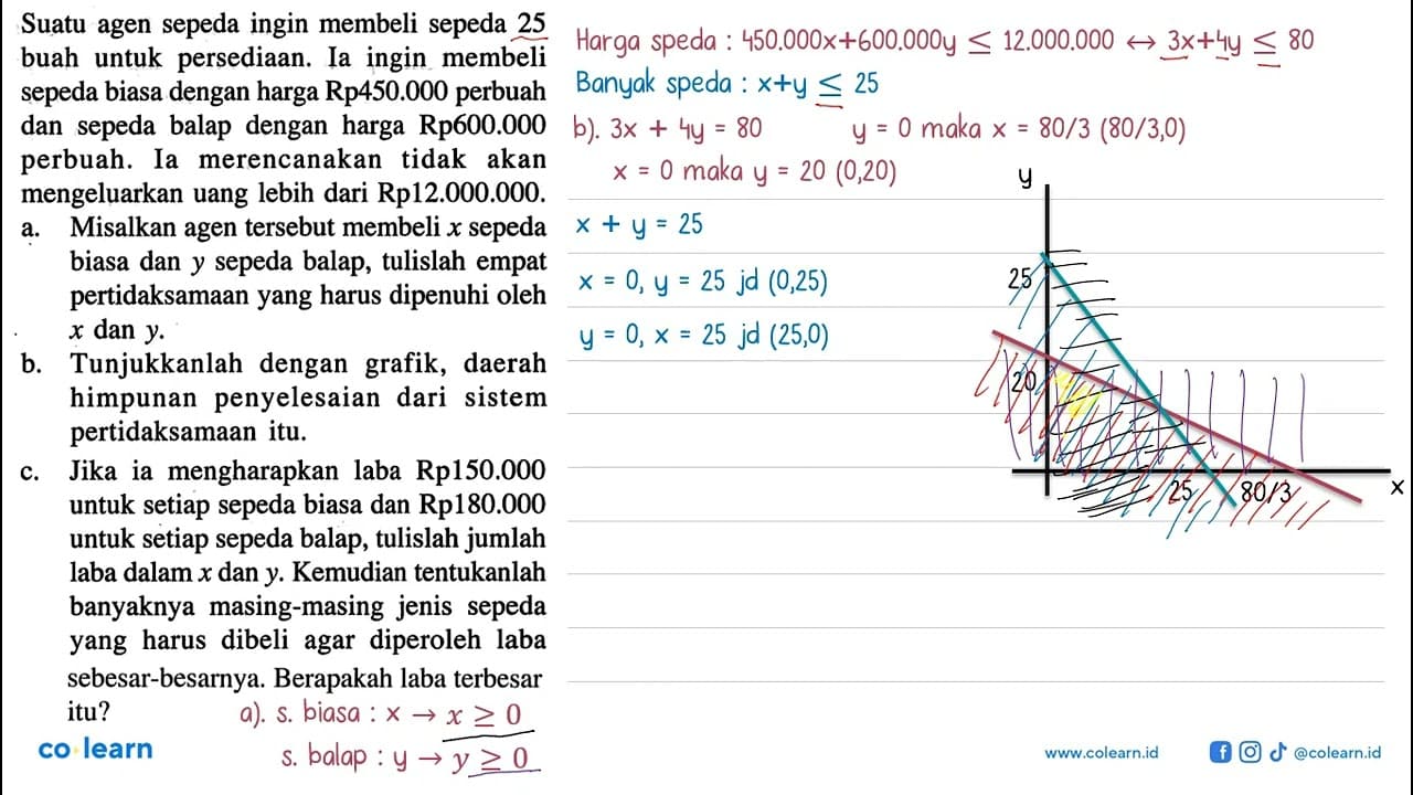 Suatu agen sepeda ingin membeli sepeda 25 buah untuk