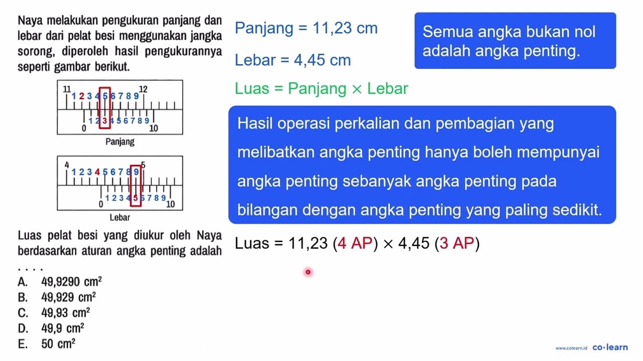 Naya melakukan pengukuran panjang dan lebar dari pelat besi