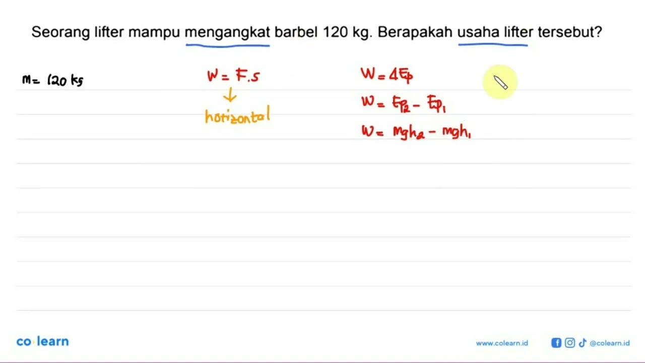 Seorang lifter mampu mengangkat barbel 120 kg. Berapakah