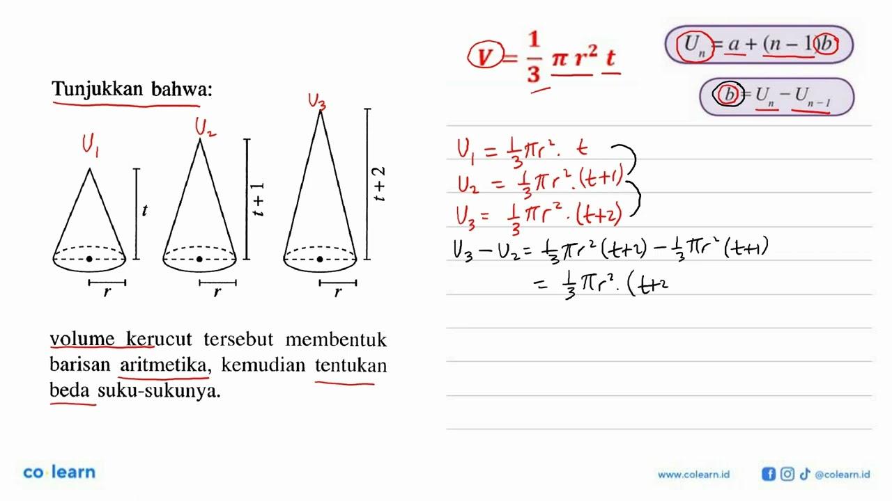 Tunjukkan bahwa:r t t+1 r t+2volume kerucut tersebut