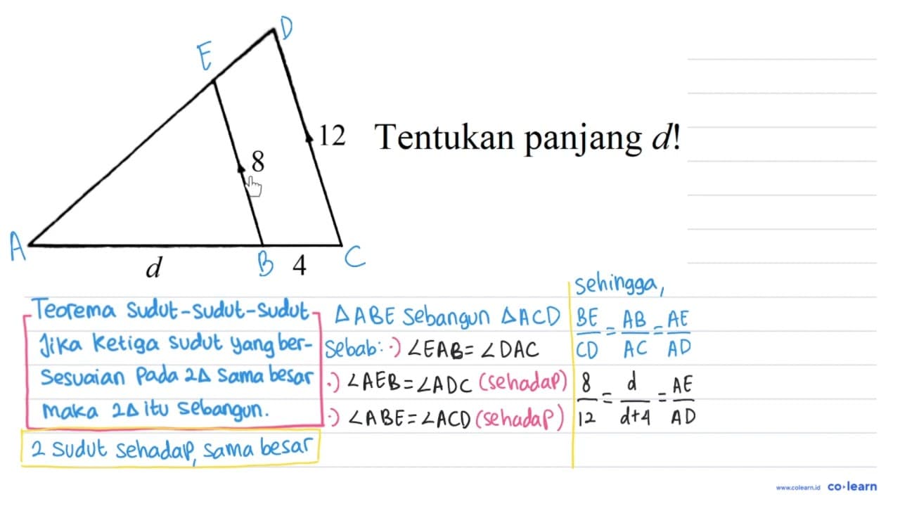 8 12 d 4 Tentukan panjang d!