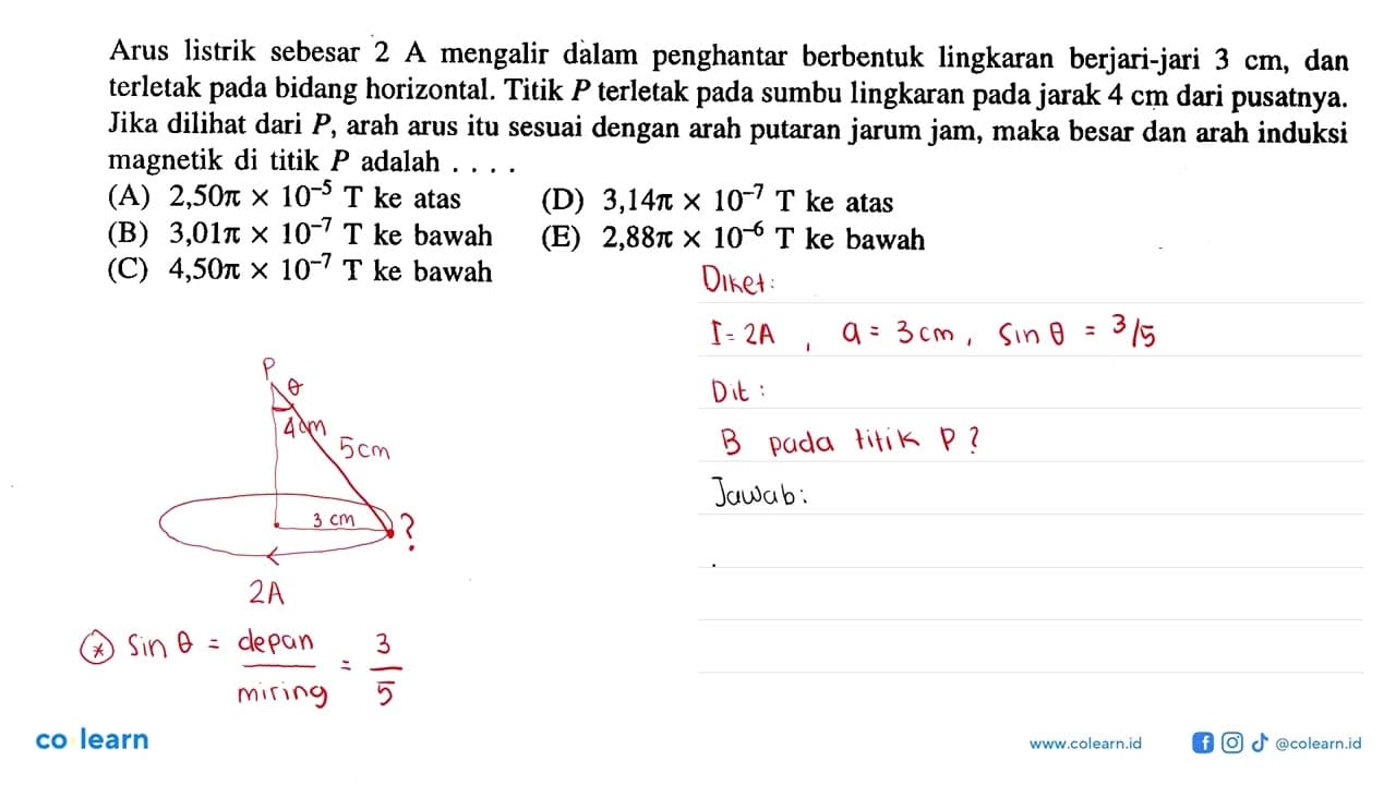 Arus listrik sebesar 2 A mengalir dalam penghantar