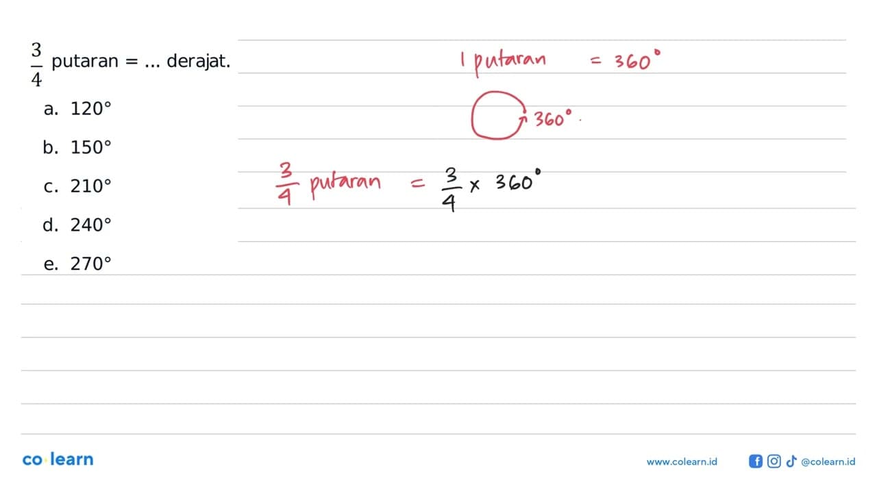 3/4 putaran=... derajat.