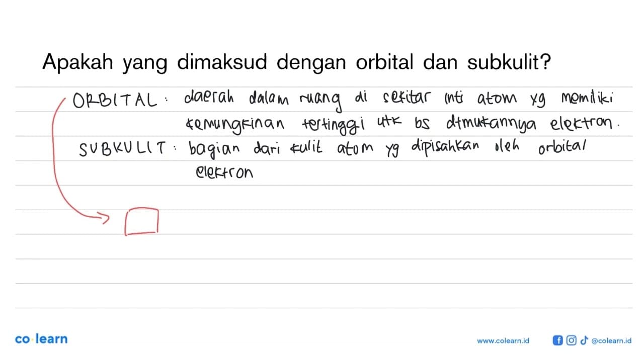 Apakah yang dimaksud dengan orbital dan subkulit?