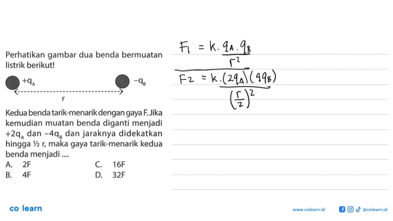 Perhatikan gambar dua benda bermuatan listrik berikut!