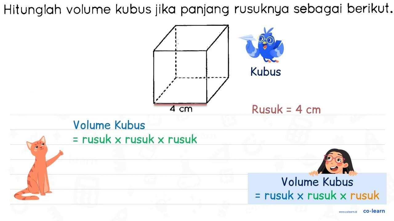 Hitunglah volume kubus jika panjang rusuknya sebagai