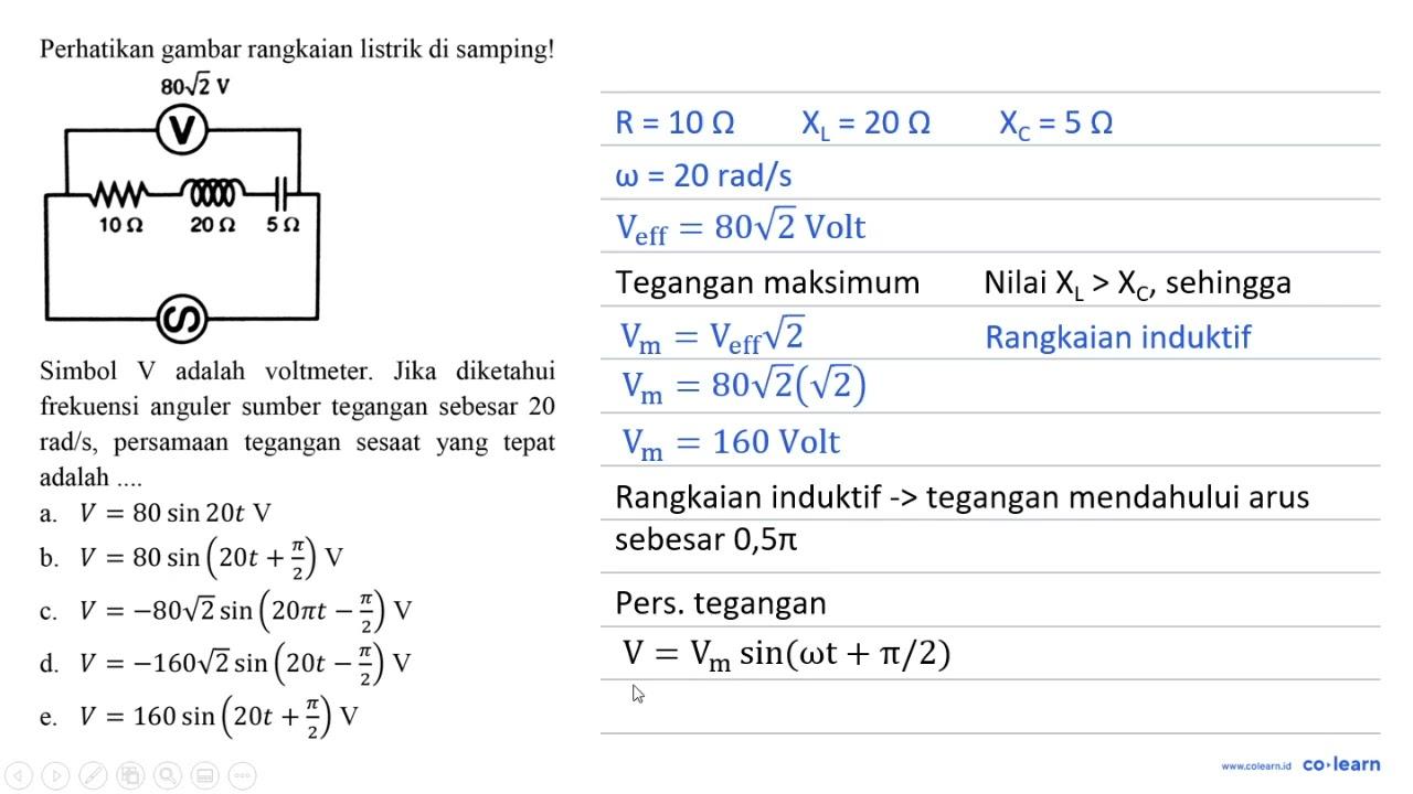 Perhatikan gambar rangkaian listrik di samping! 80 akar(2)