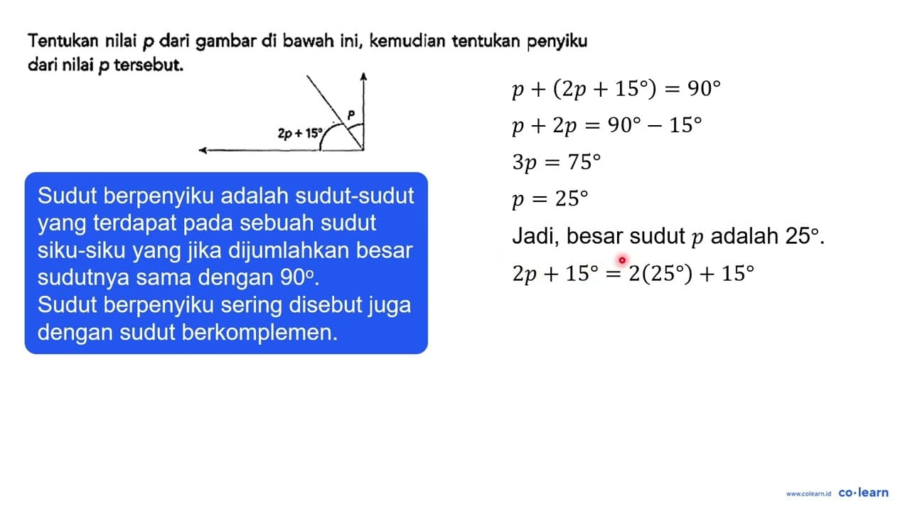 Tentukan nilai p dari gambar di bawah ini, kemudian