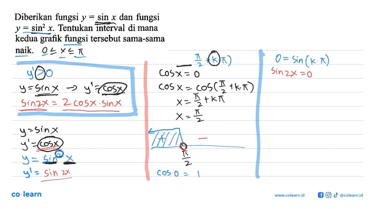 Diberikan fungsi y=sin x dan fungsi y = sin^2 x. Tentukan