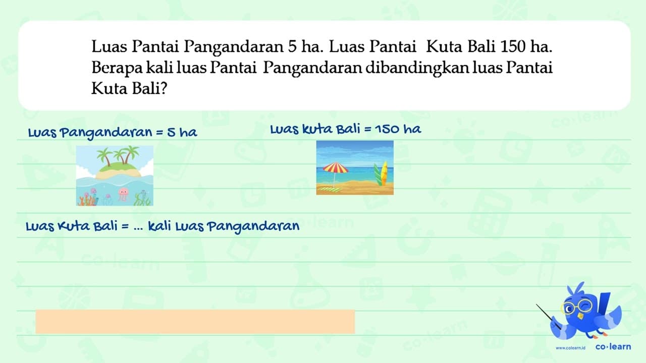 Luas Pantai Pangandaran 5 ha. Luas Pantai Kuta Bali 150 ha.