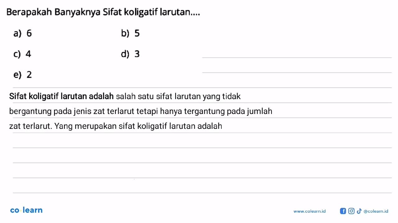 Berapakah Banyaknya Sifat koligatif Iarutan....