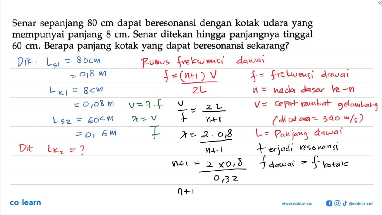 Senar sepanjang 80 cm dapat beresonansi dengan kotak udara