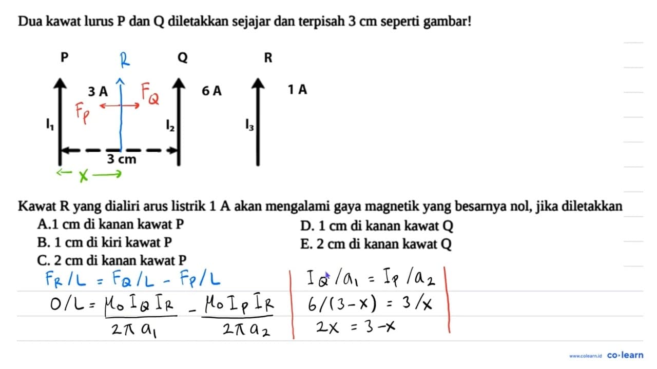 Dua kawat lurus P dan Q diletakkan sejajar dan terpisah 3