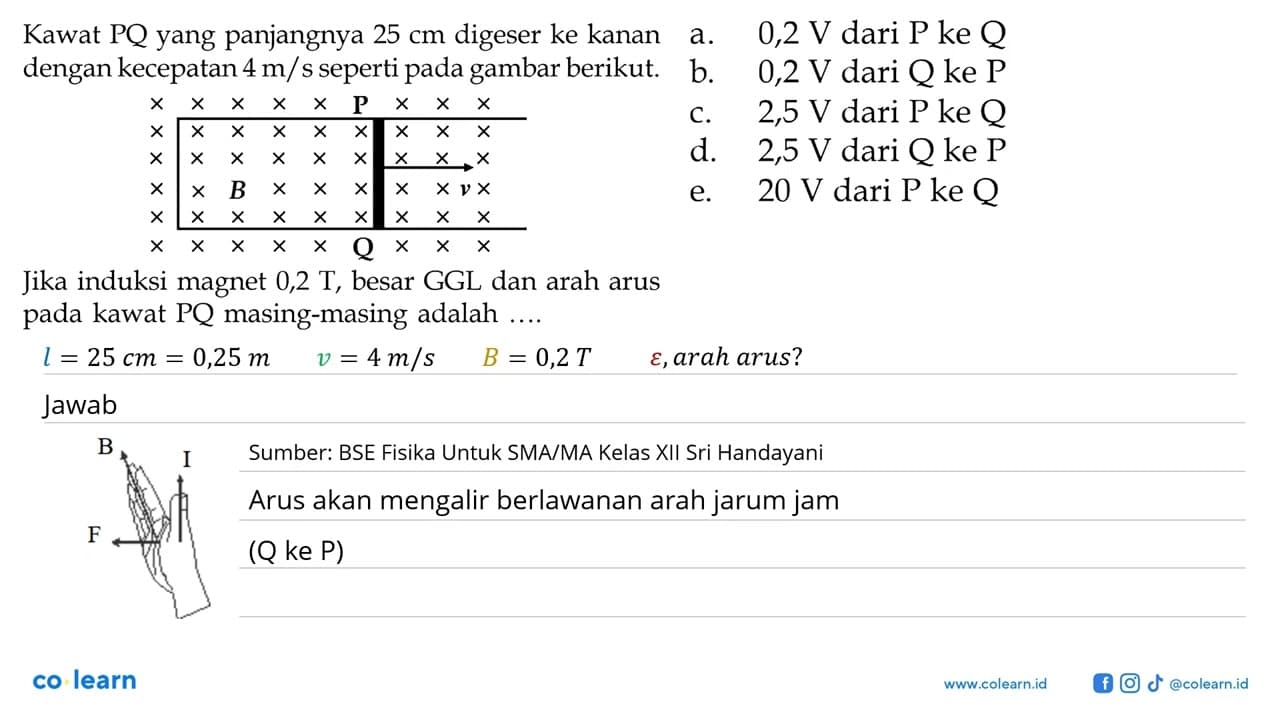 Kawat PQ yang panjangnya 25 cm digeser ke kanan dengan