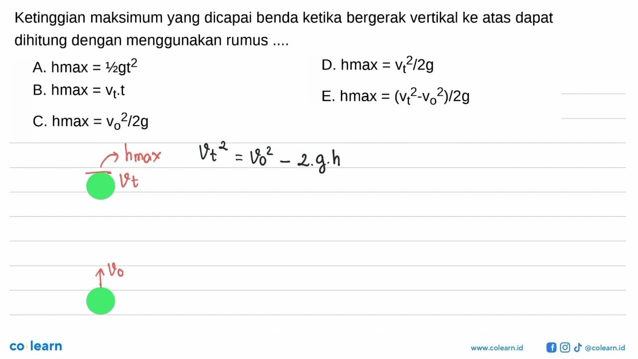 Ketinggian maksimum yang dicapai benda ketika bergerak