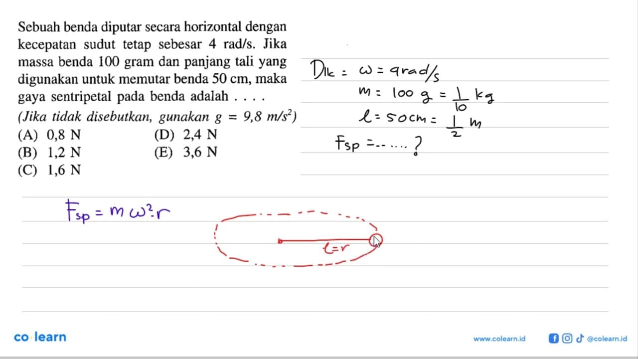 Sebuah benda diputar secara horizontal dengan kecepatan