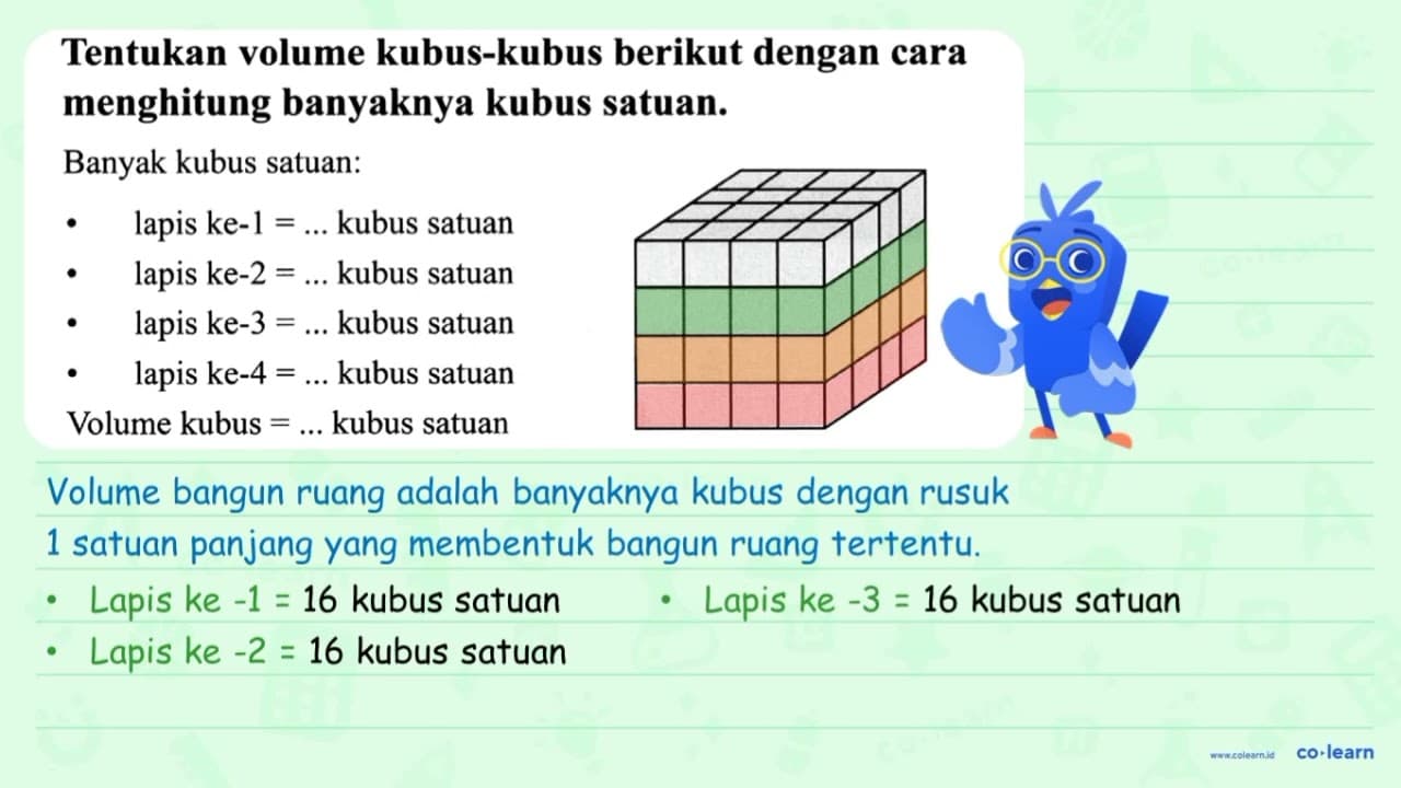 Tentukan volume kubus-kubus berikut dengan cara menghitung