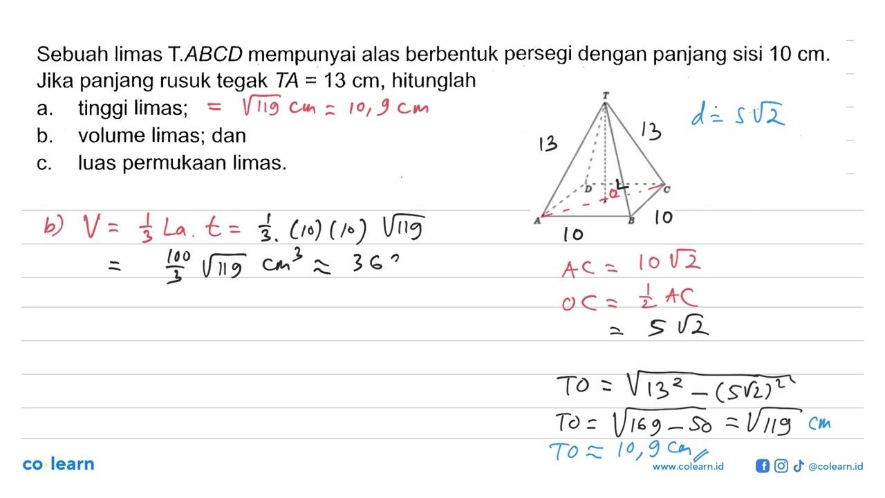 Sebuah limas T . A B C D mempunyai alas berbentuk persegi