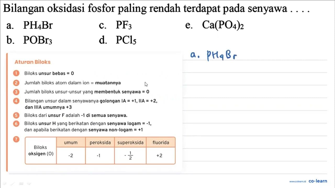 Bilangan oksidasi fosfor paling rendah terdapat pada