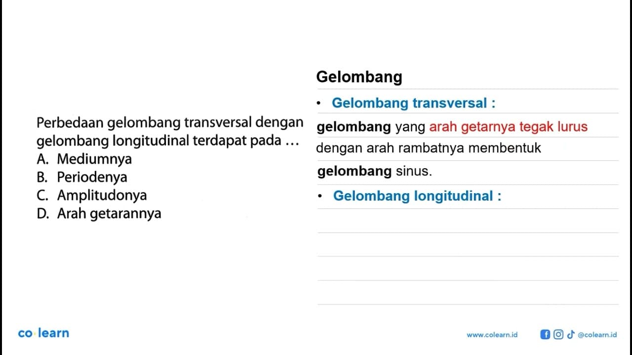 Perbedaan gelombang transversal dengan gelombang