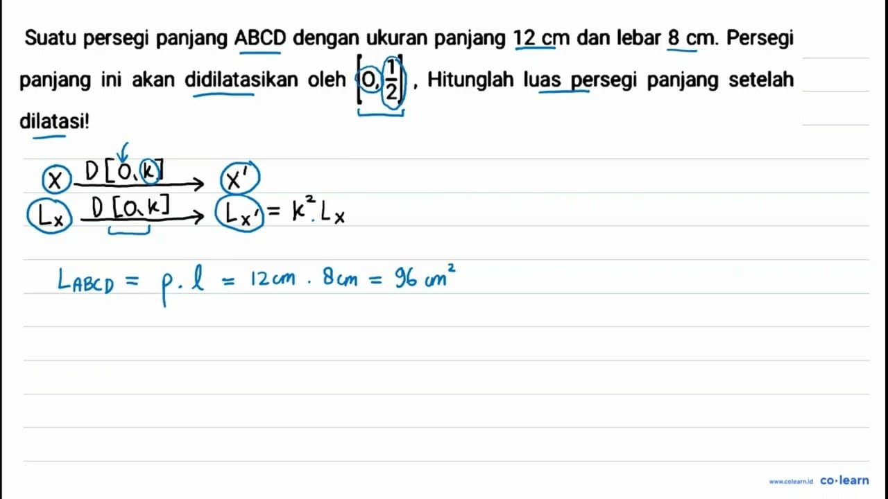 Suatu persegi panjang A B C D dengan ukuran panjang 12 cm