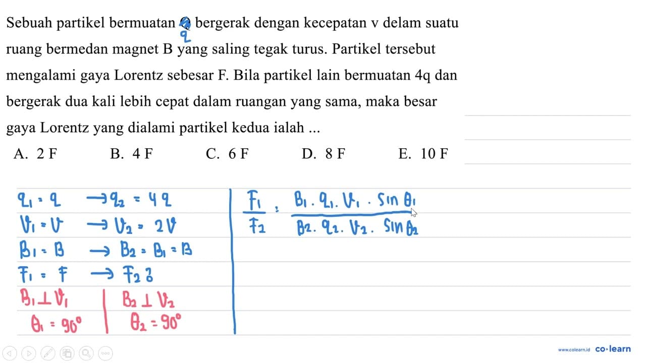 Sebuah partikel bermuatan Q bergerak dengan kecepatan v