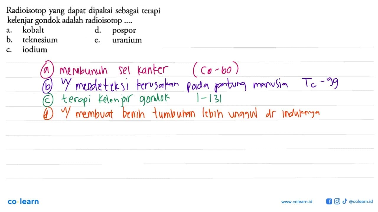 Radioisotop yang dapat dipakai sebagai terapi kelenjar