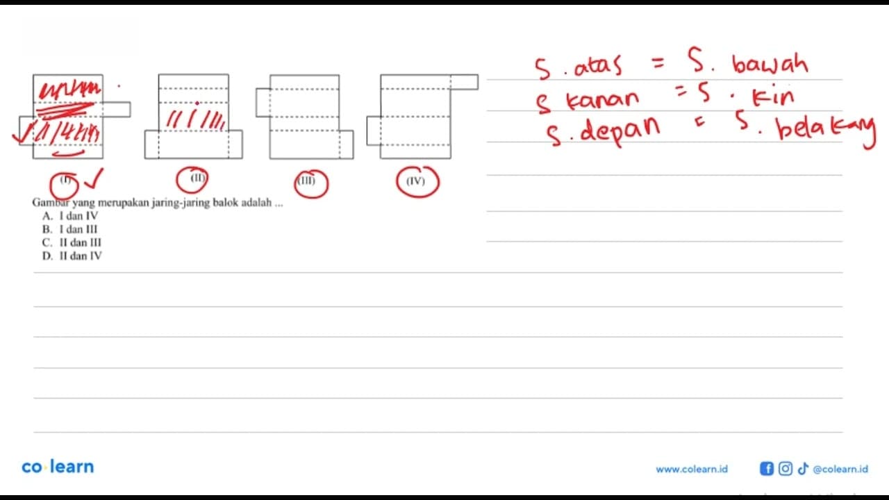 (I)(II)(III)(IV)Gambar yang merupakan jaring-jaring balok