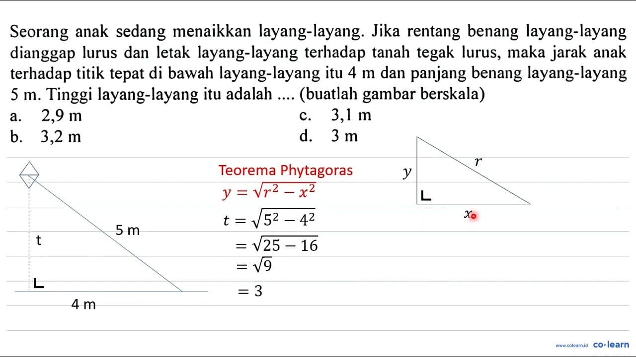 Seorang anak sedang menaikkan layang-layang. Jika rentang