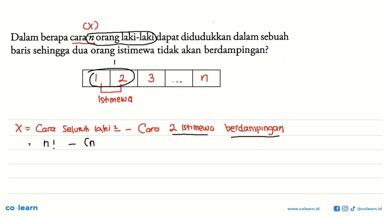 Dalam berapa cara n orang laki-laki dapat didudukkan dalam