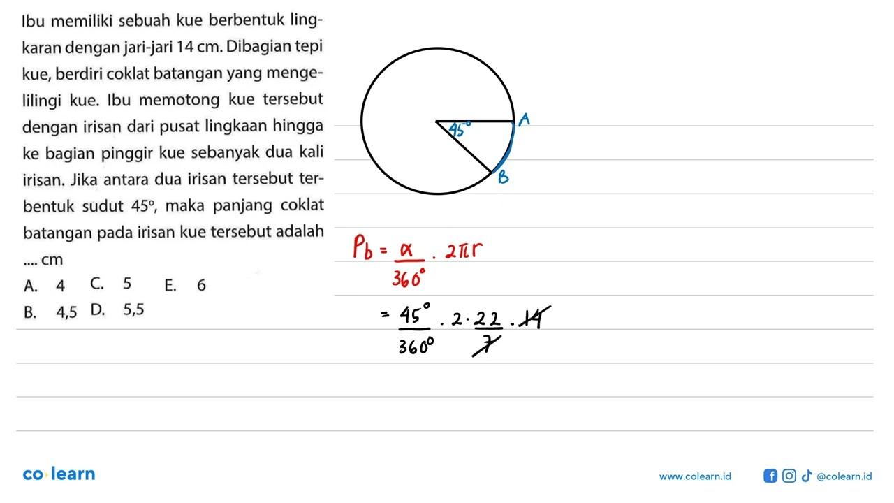 Ibu memiliki sebuah kue berbentuk lingkaran dengan